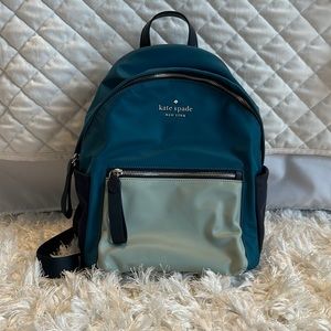 ♠️ kate spade ♠️ Chelsea Tricolor Colorblock Medium Nylon Backpack, Blue Multi